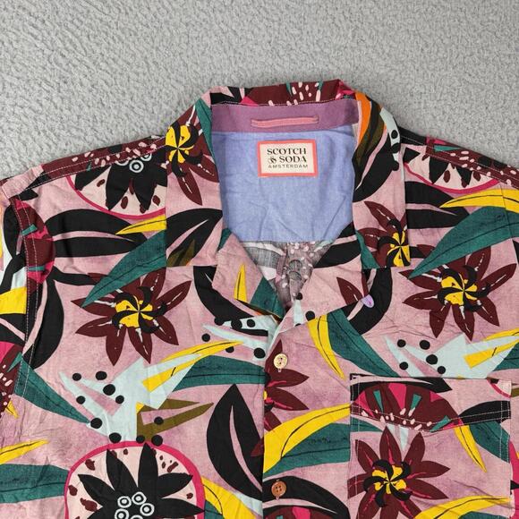 NWOT Scotch & Soda Colorful Botanical Print Camp Shirt Men's Size Large - Picture 2 of 13